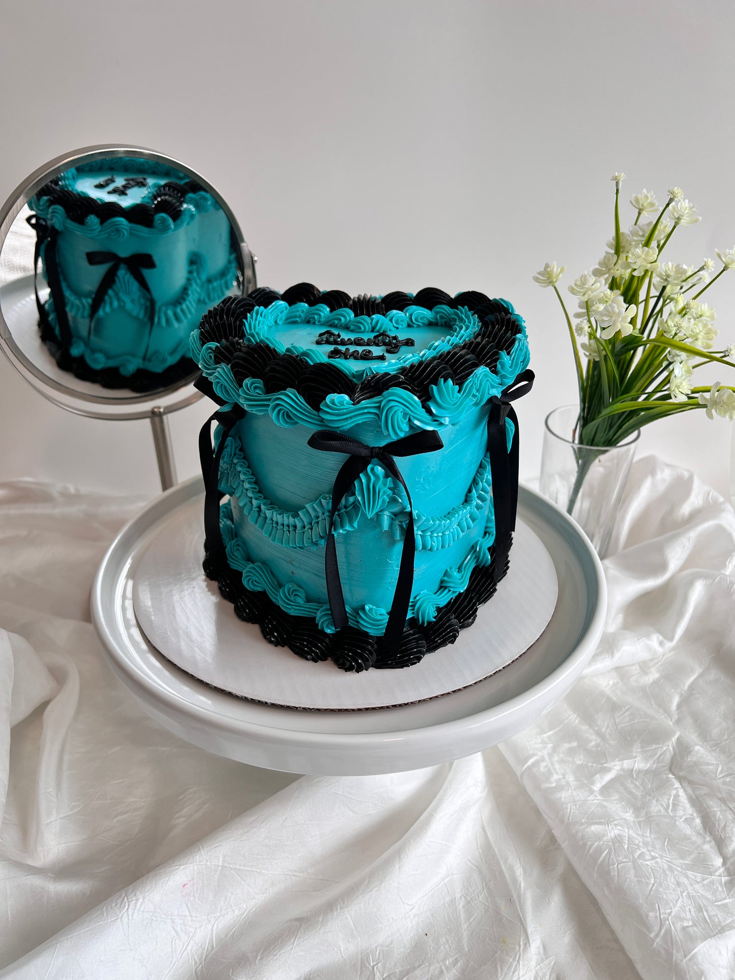 Black Combo Heart Cake