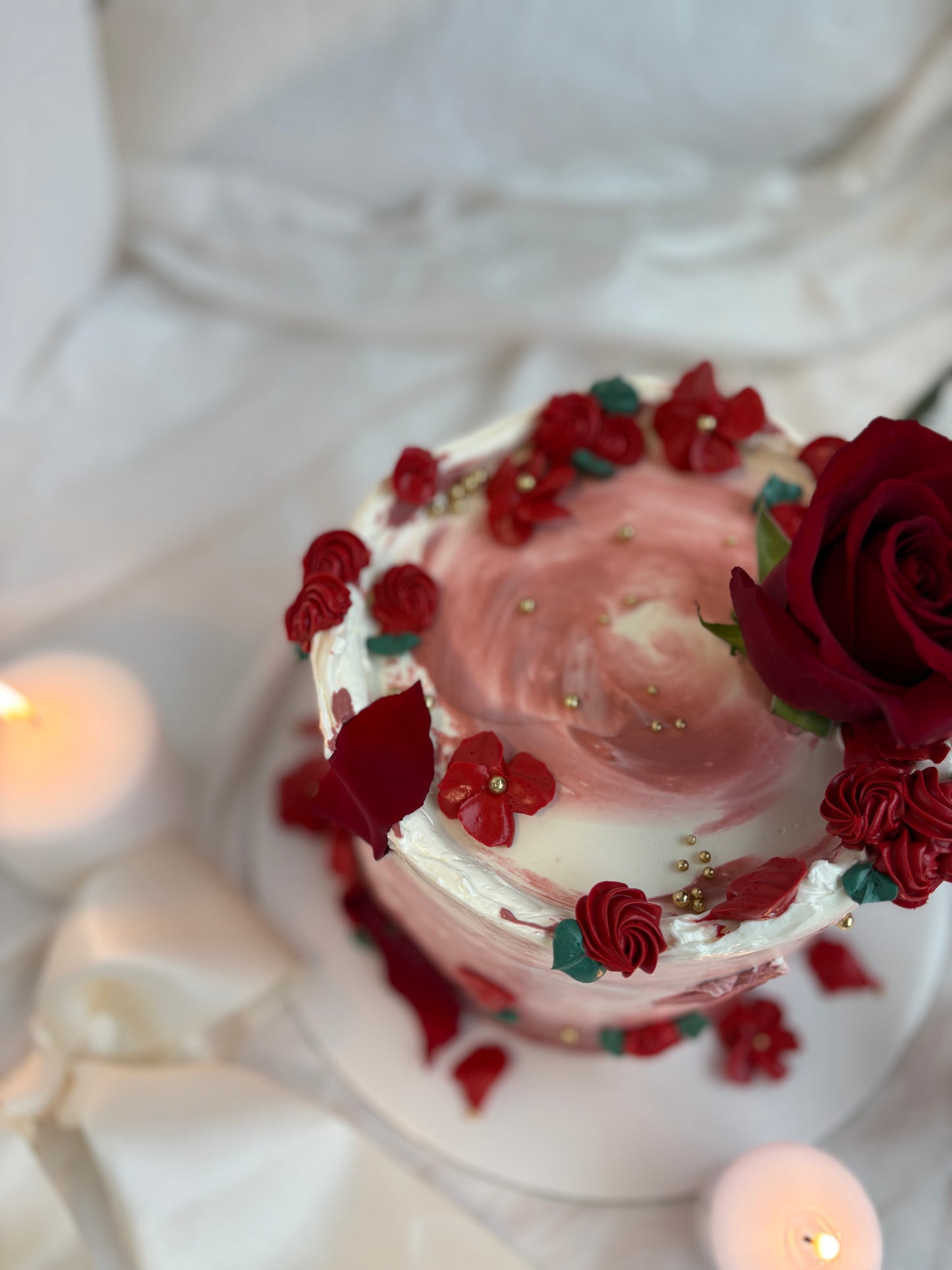 Red Rose Petal Cake