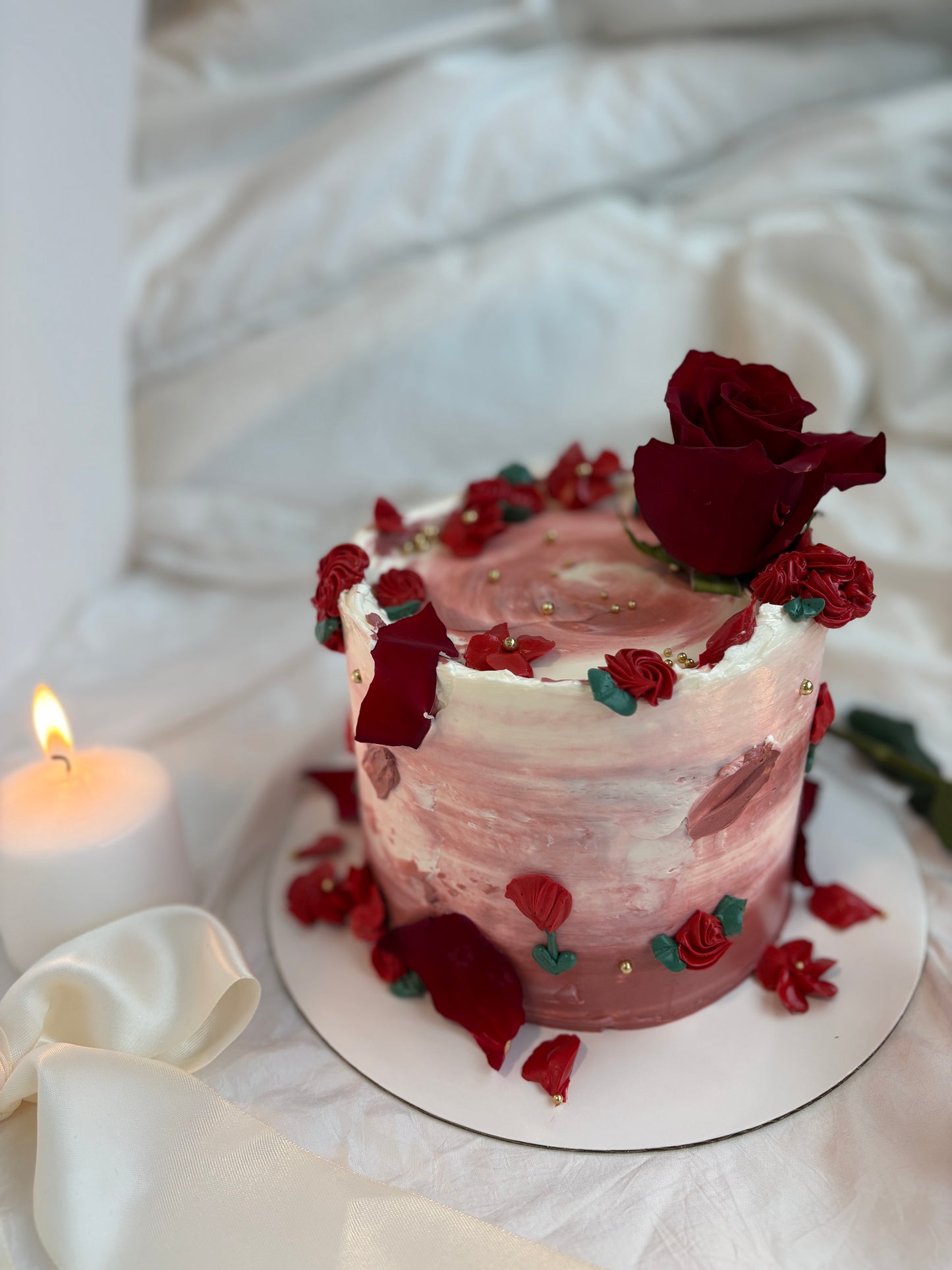 Red Rose Petal Cake