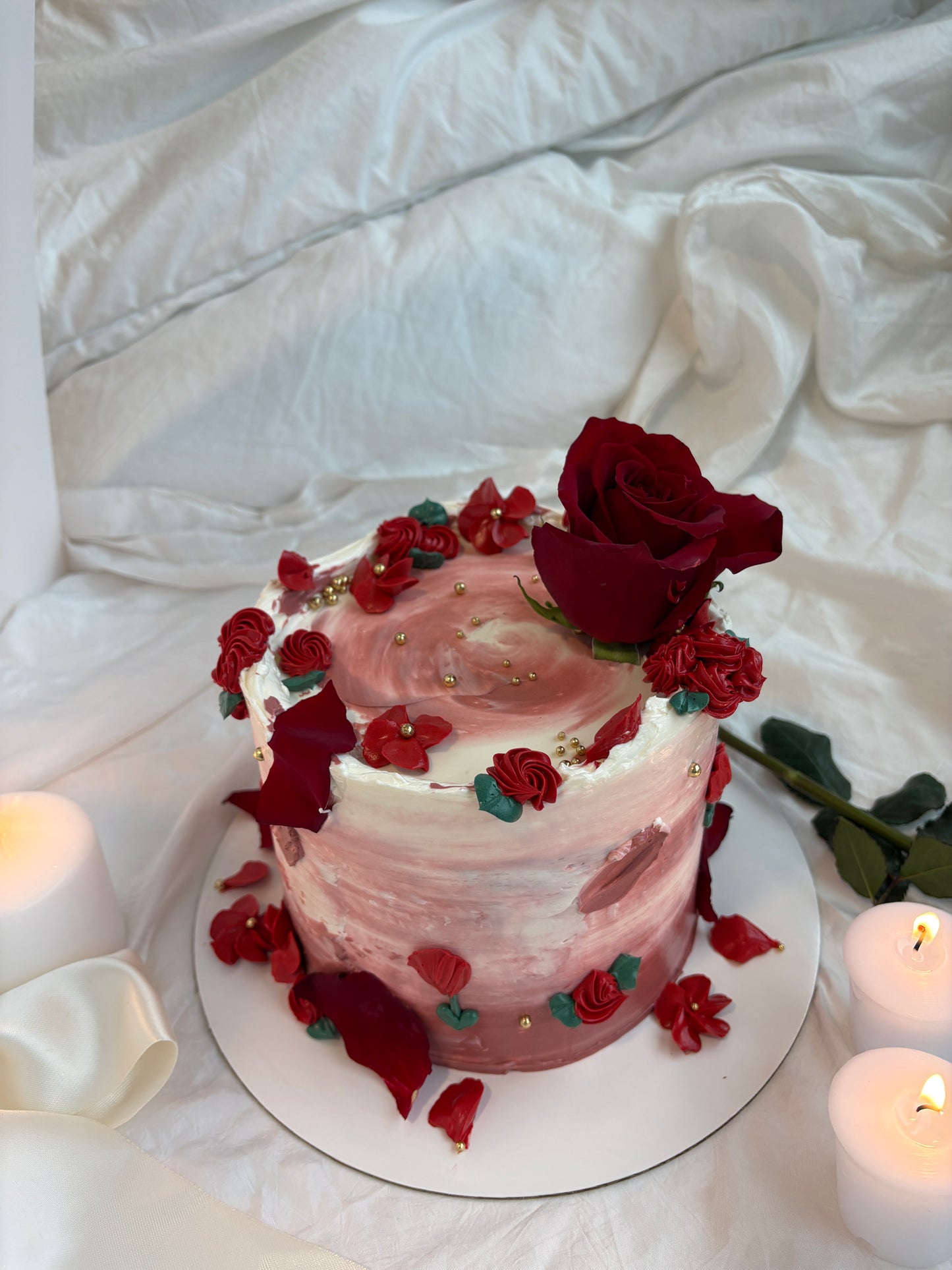 Red Rose Petal Cake
