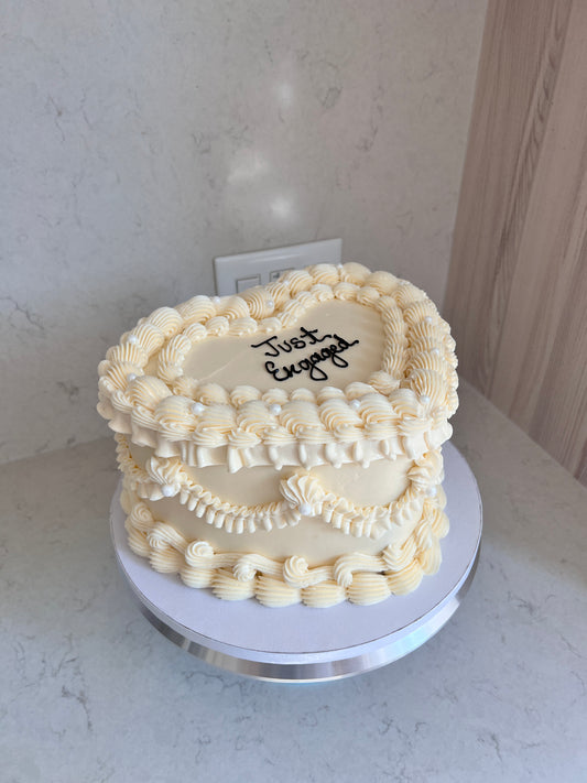 White Vintage Heart Cake