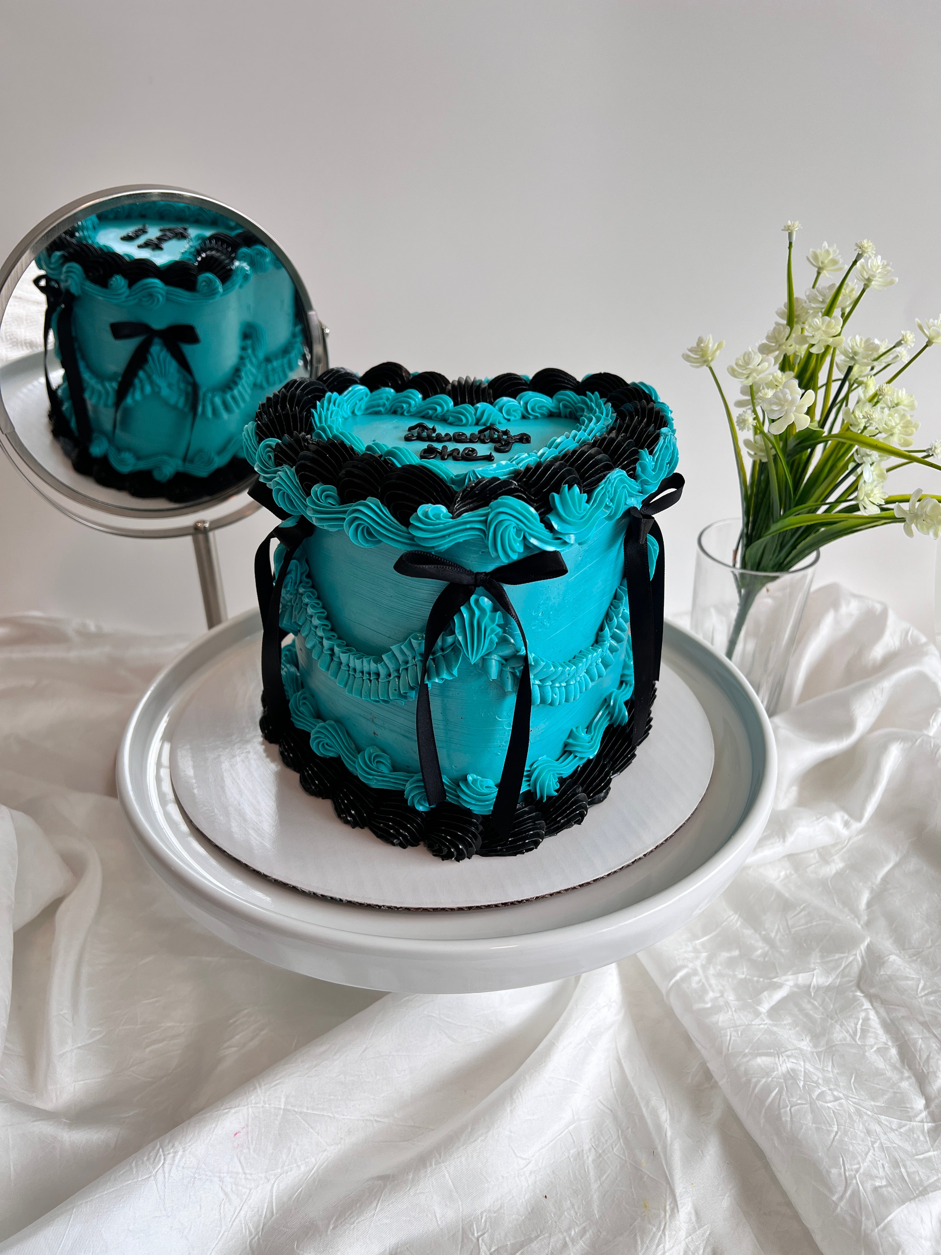 Black Combo Heart Cake