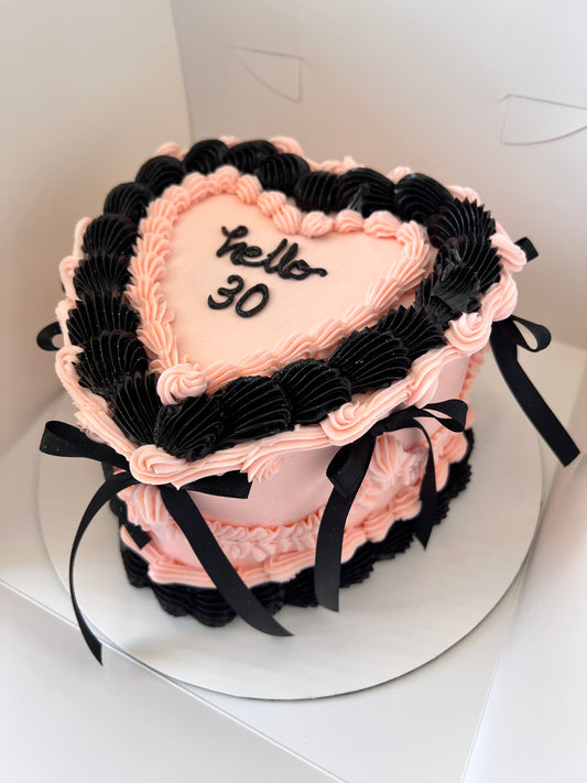 Black Combo Heart Cake