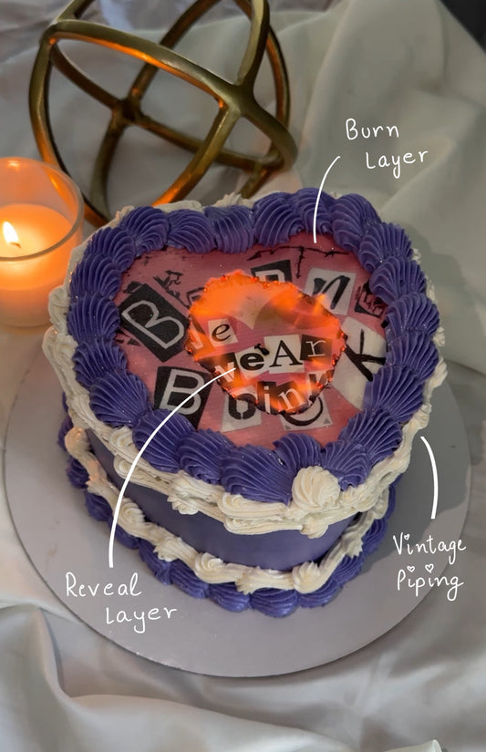 Burn Away Heart Cake