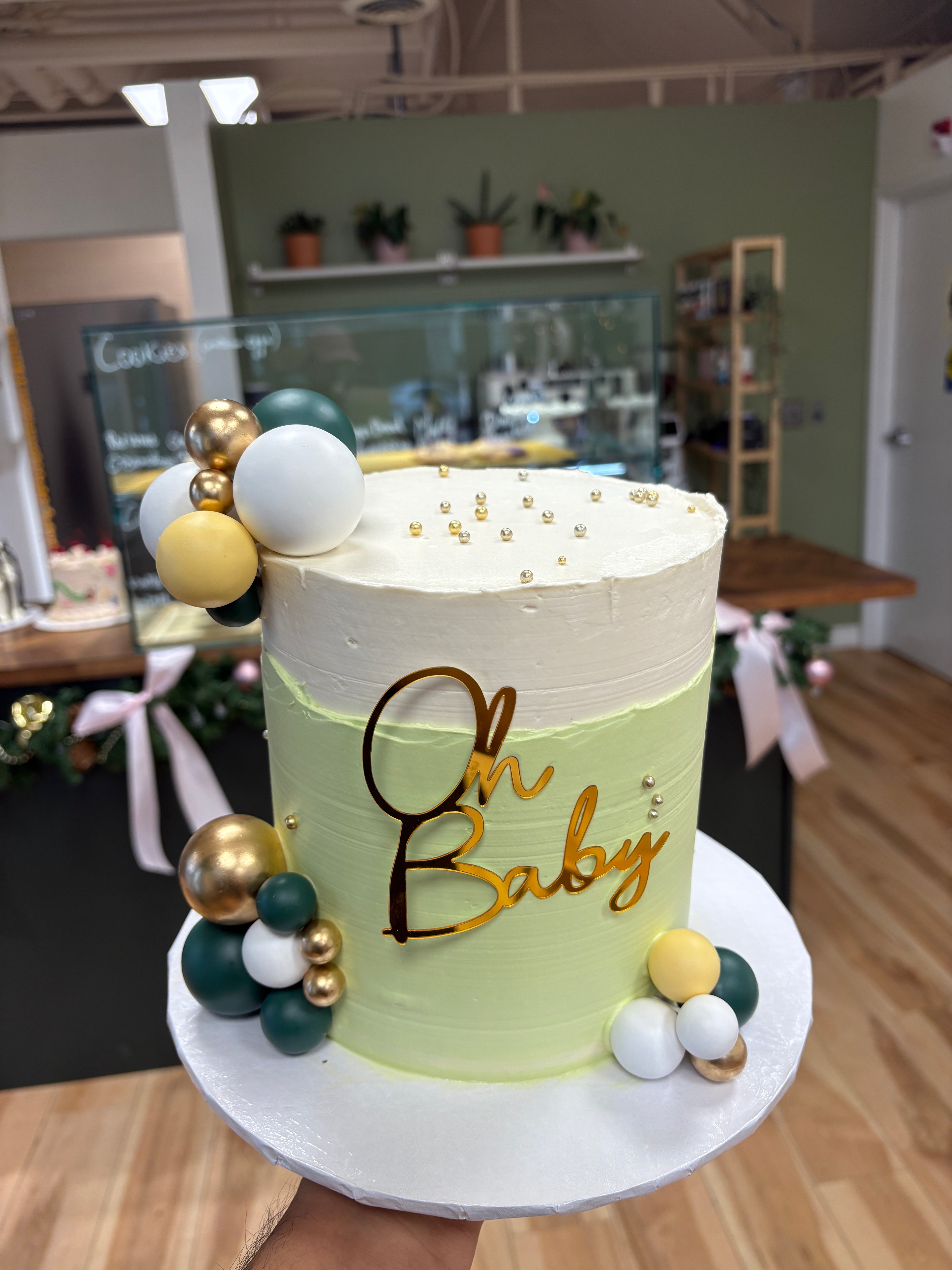 Baby Shower Ball Topper Cake