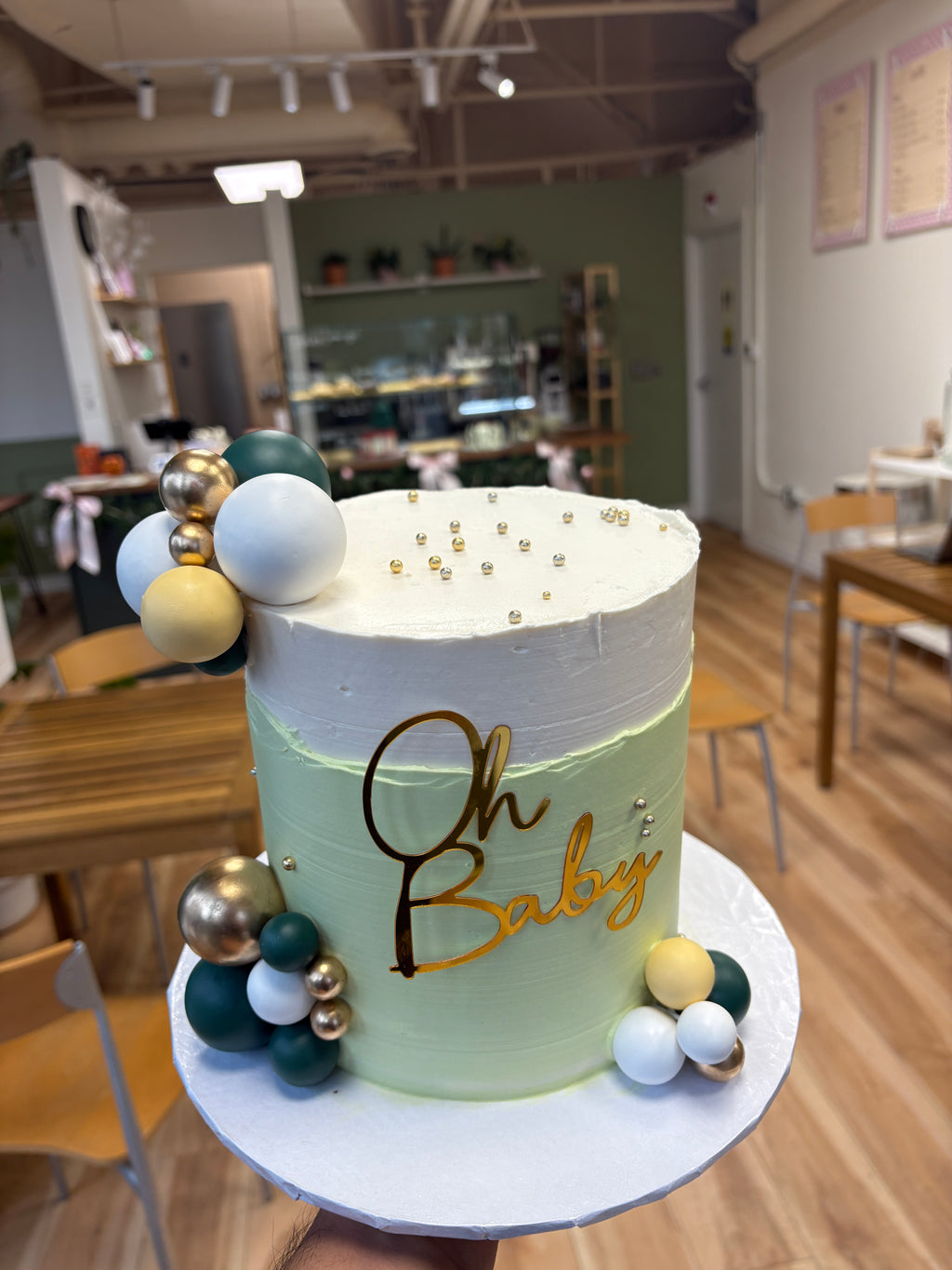 Baby Shower Ball Topper Cake