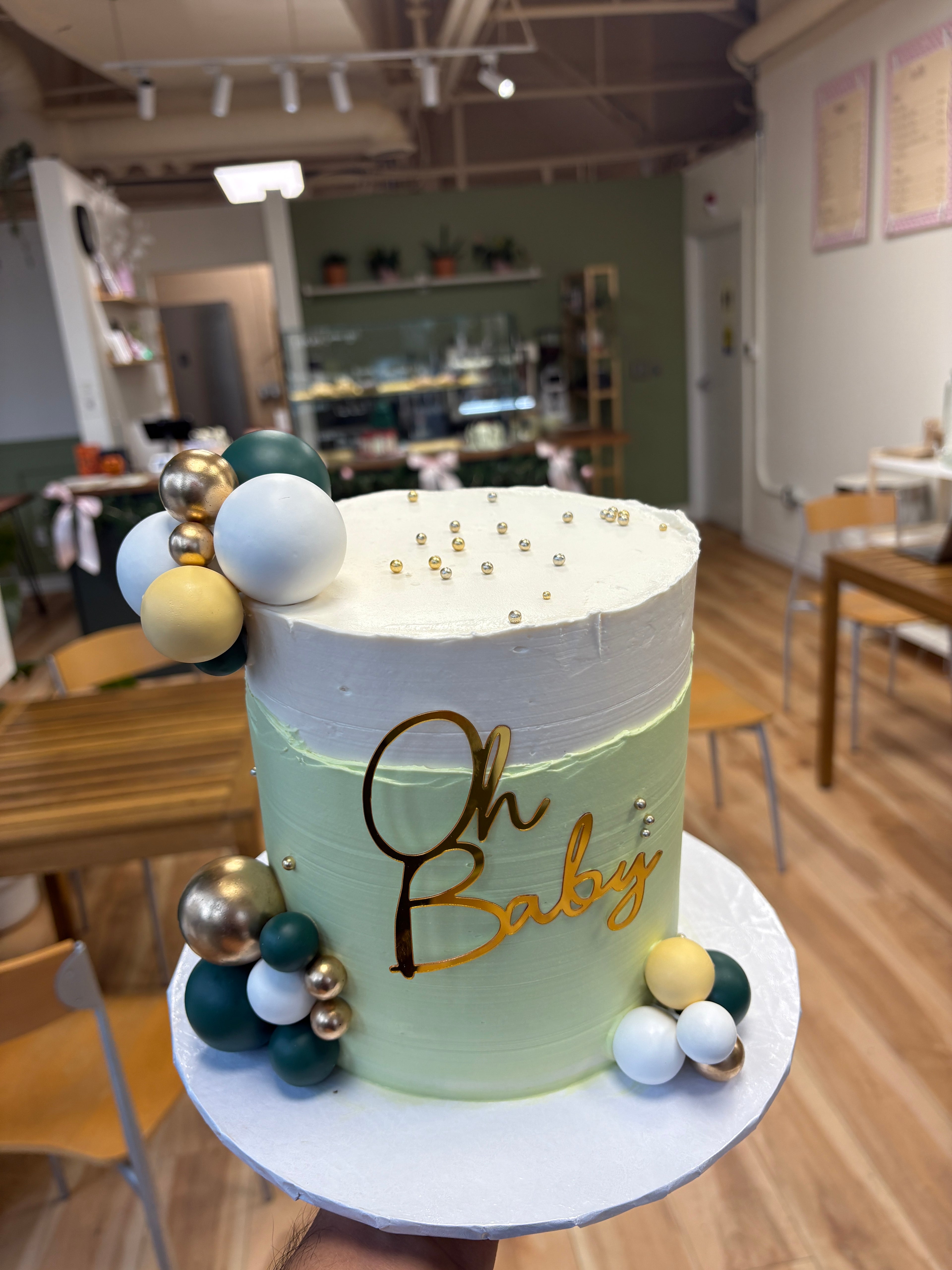 Baby Shower Ball Topper Cake