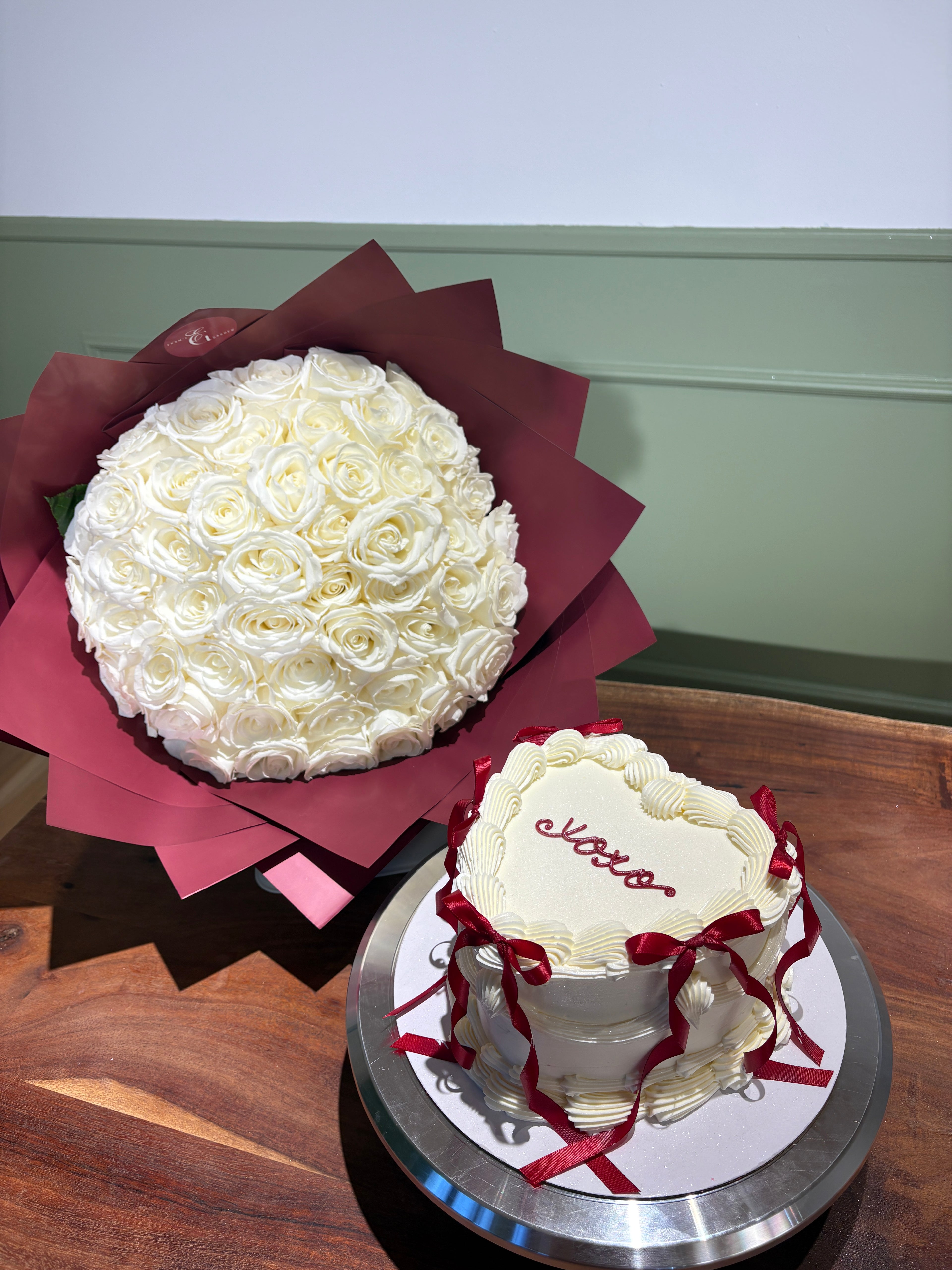 White Valentines Heart cake