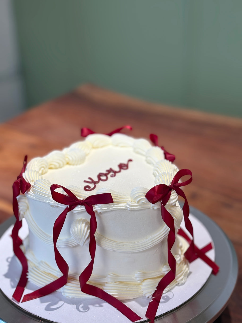 White Valentines Heart cake