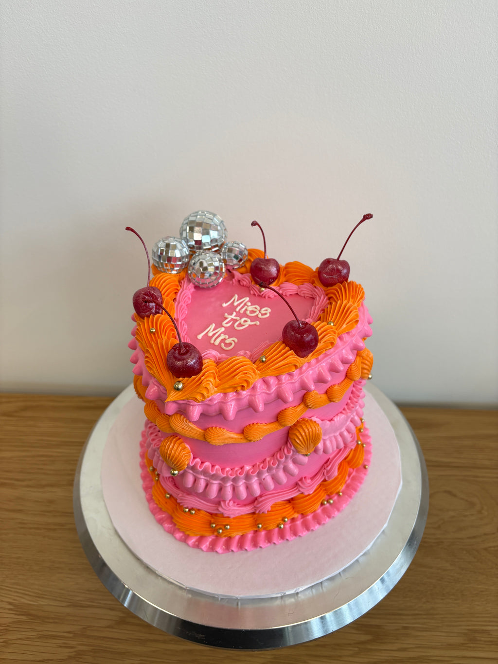 Disco ball Heart Cake