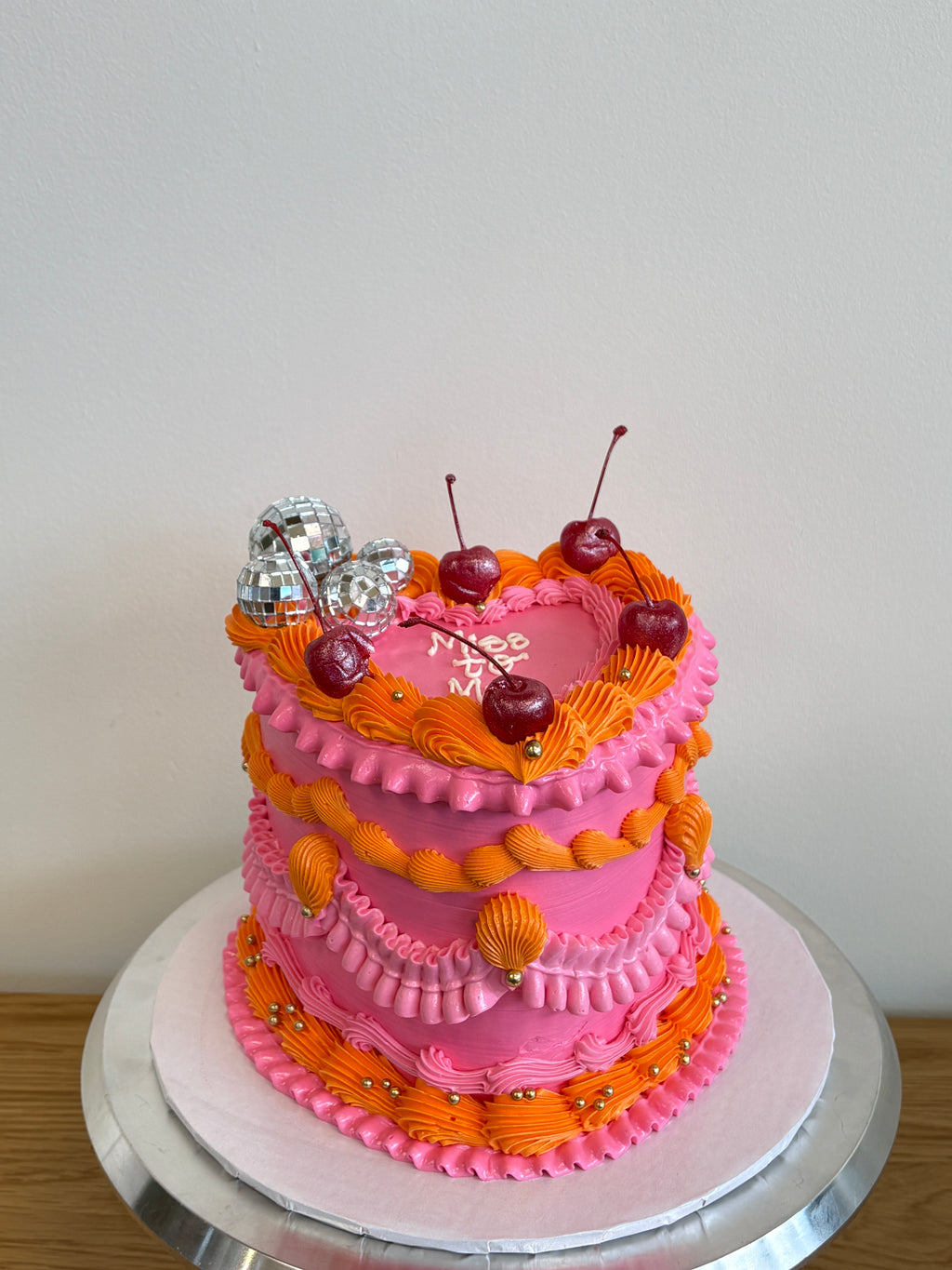 Disco ball Heart Cake