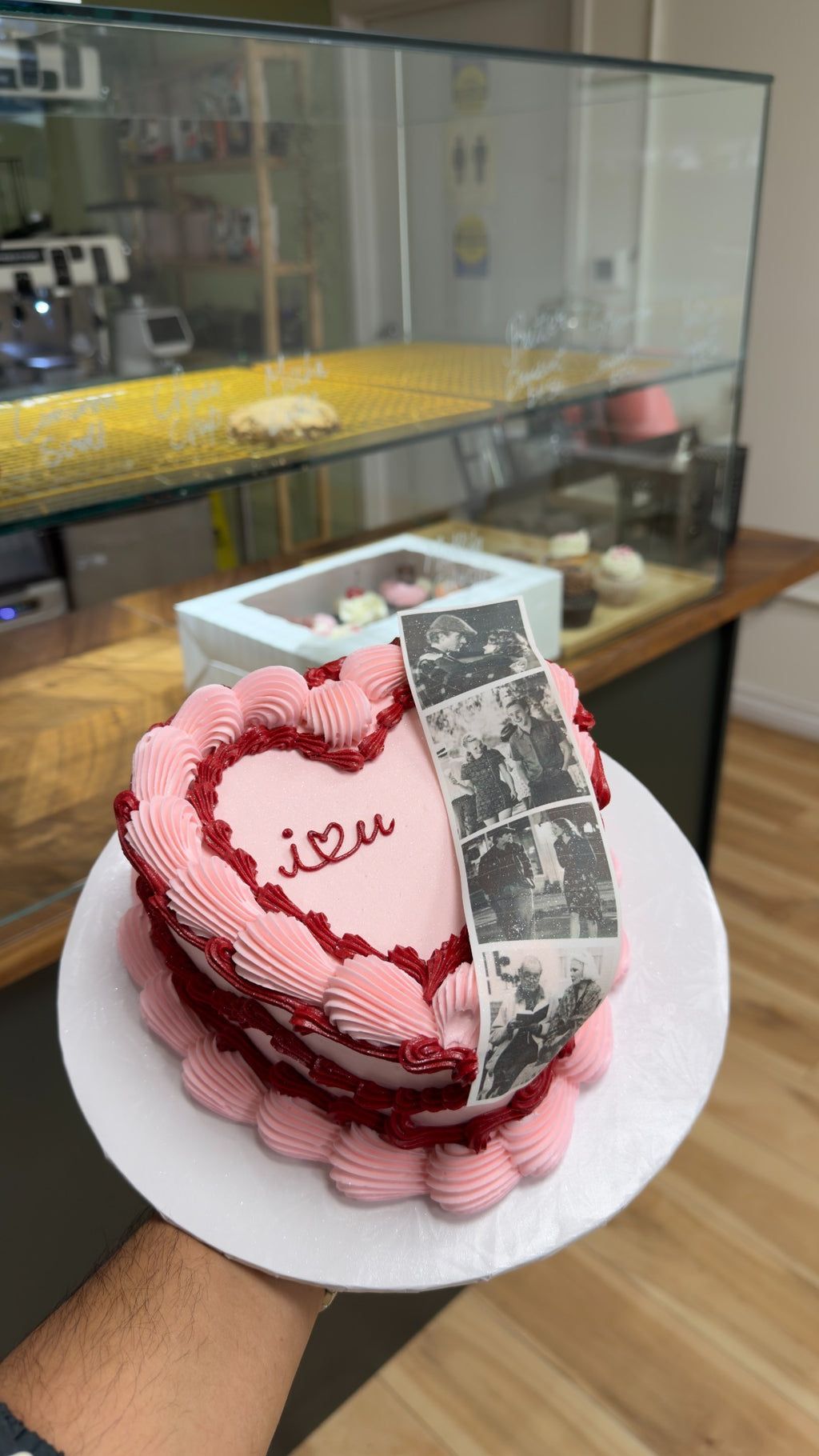 Photo Film Heart Cake