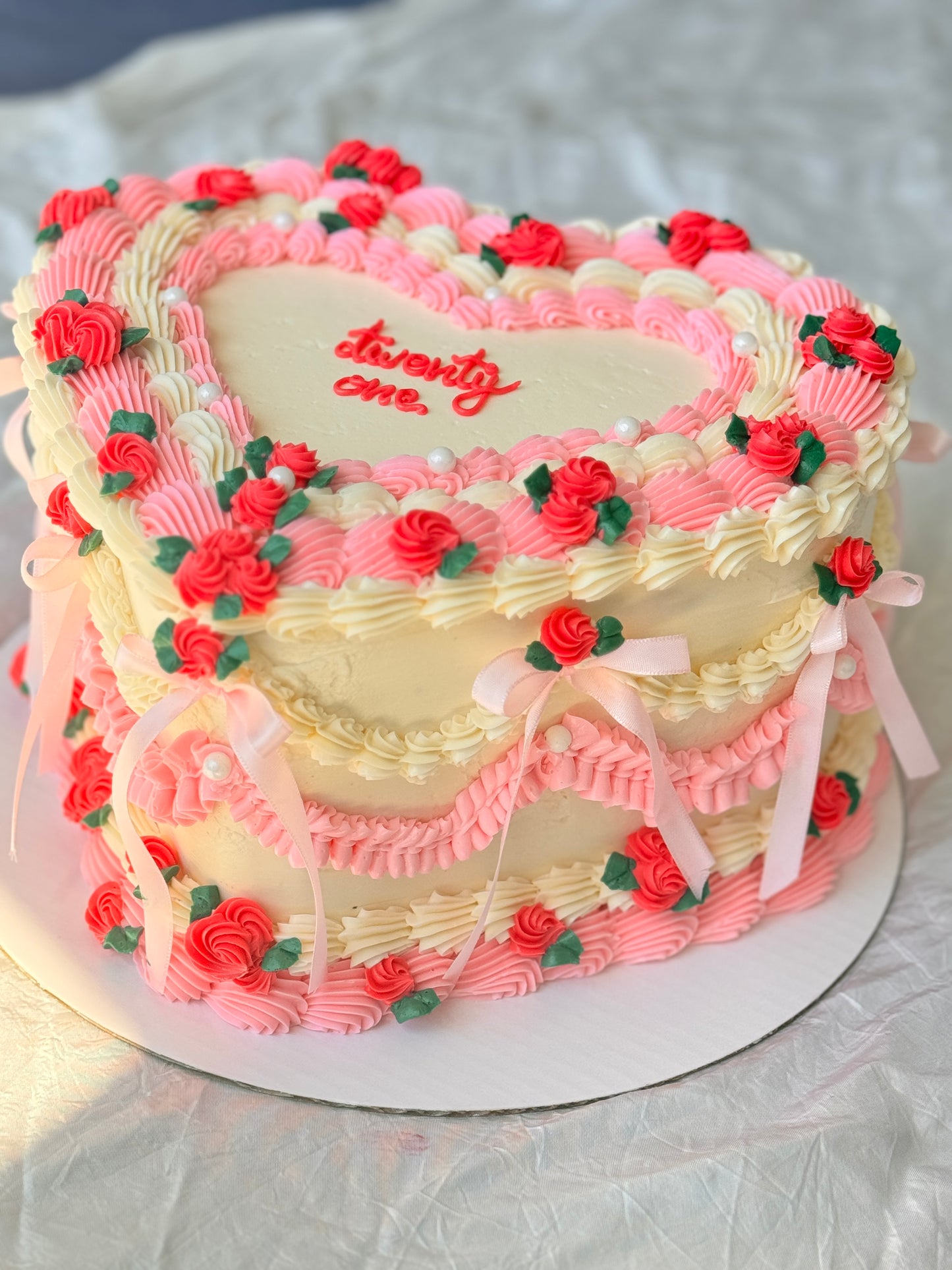 Vintage Rose Heart Cake