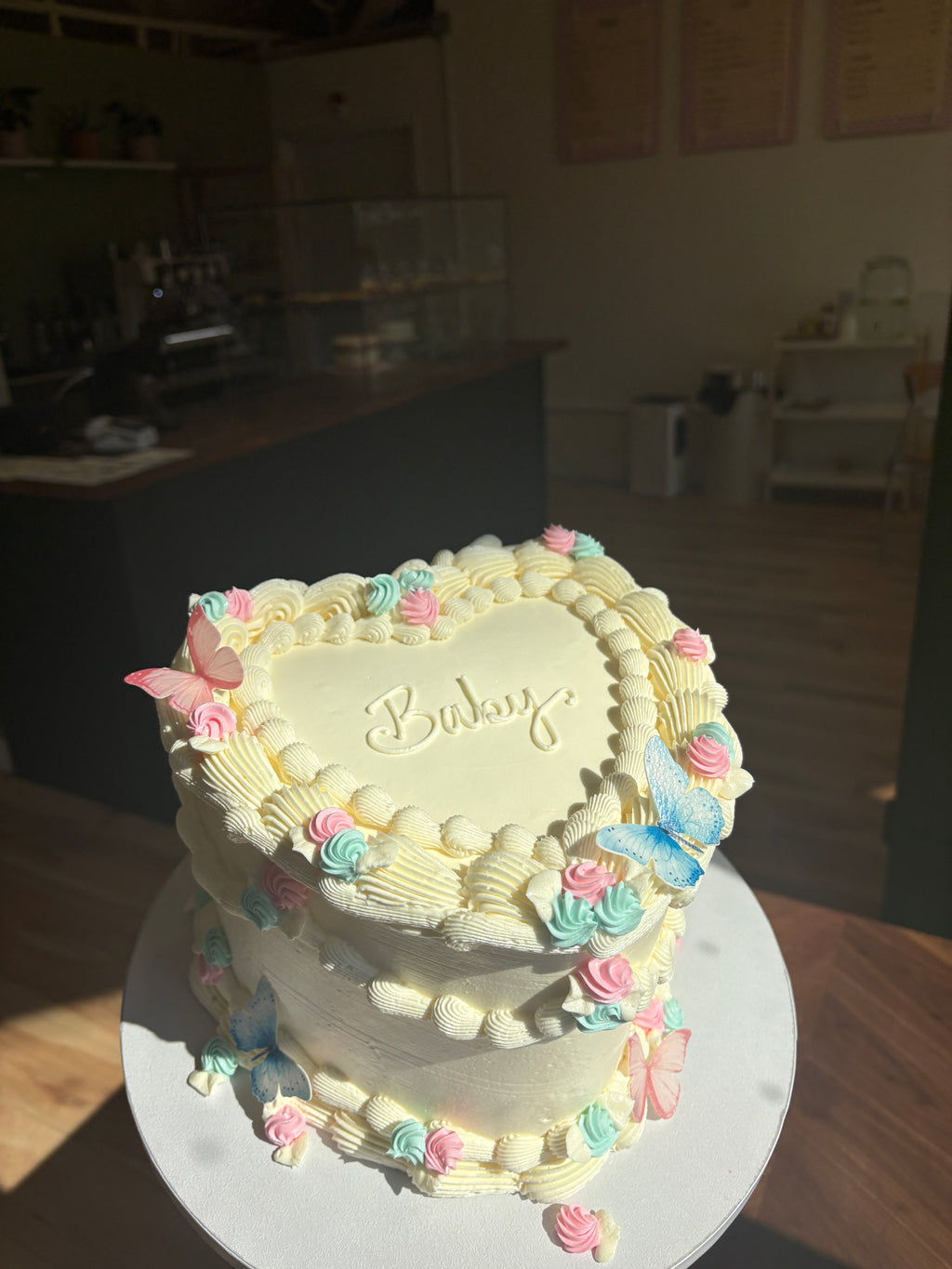 Gender Reveal Heart Cake