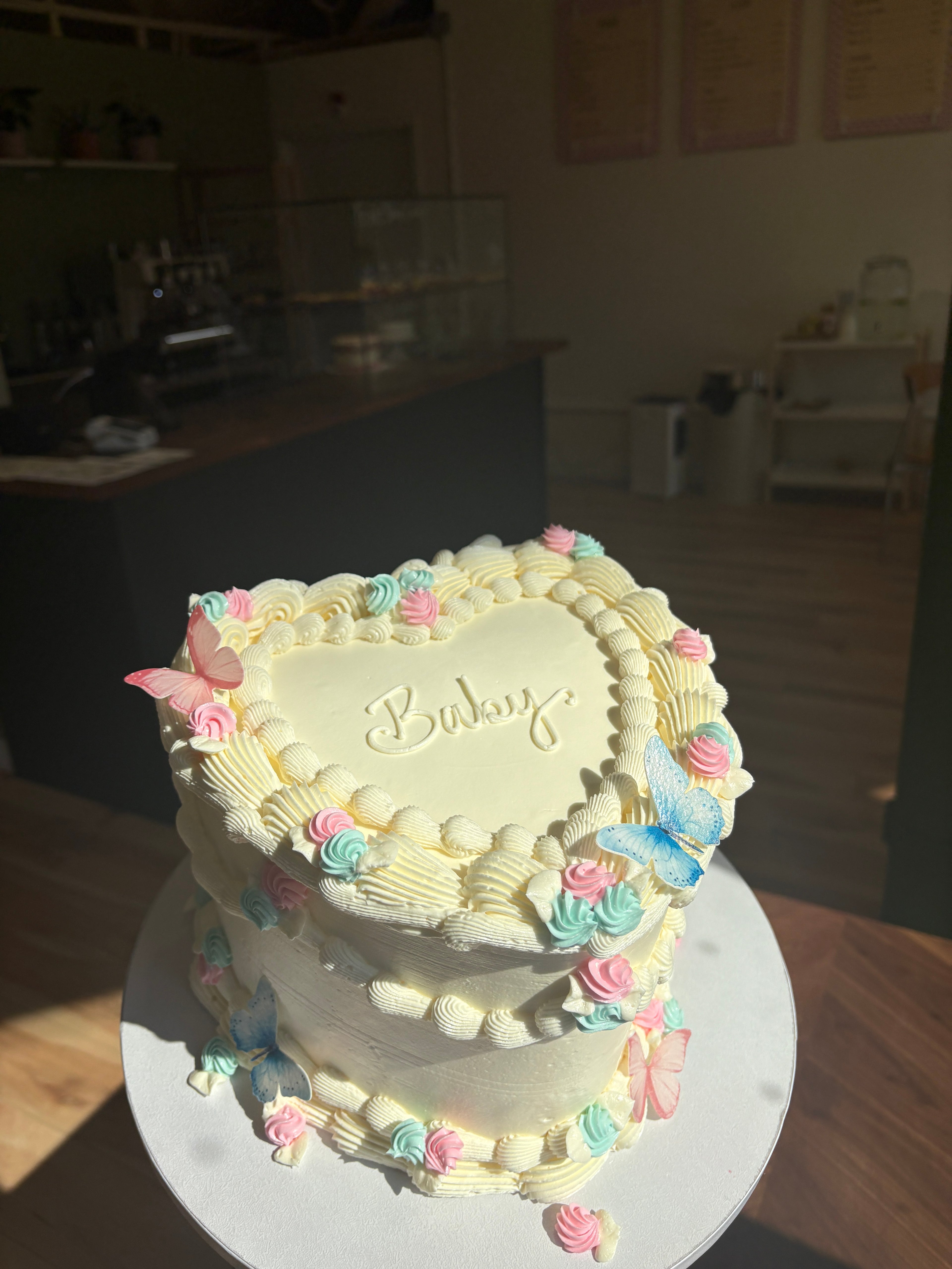Gender Reveal Heart Cake