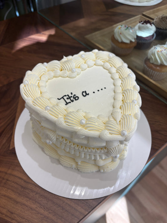 Gender Reveal Heart Cake